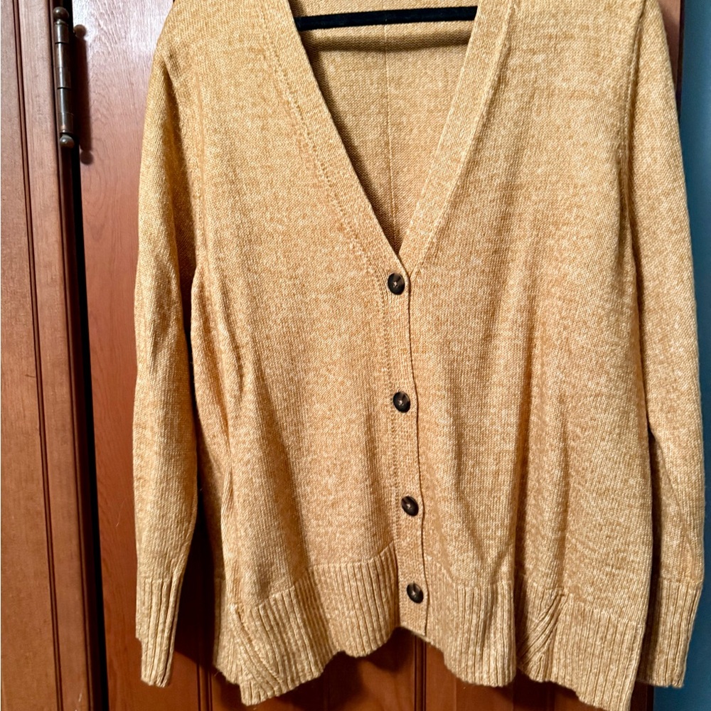 J. Jill Mustard Cardigan Sweater - Picture 3 of 4